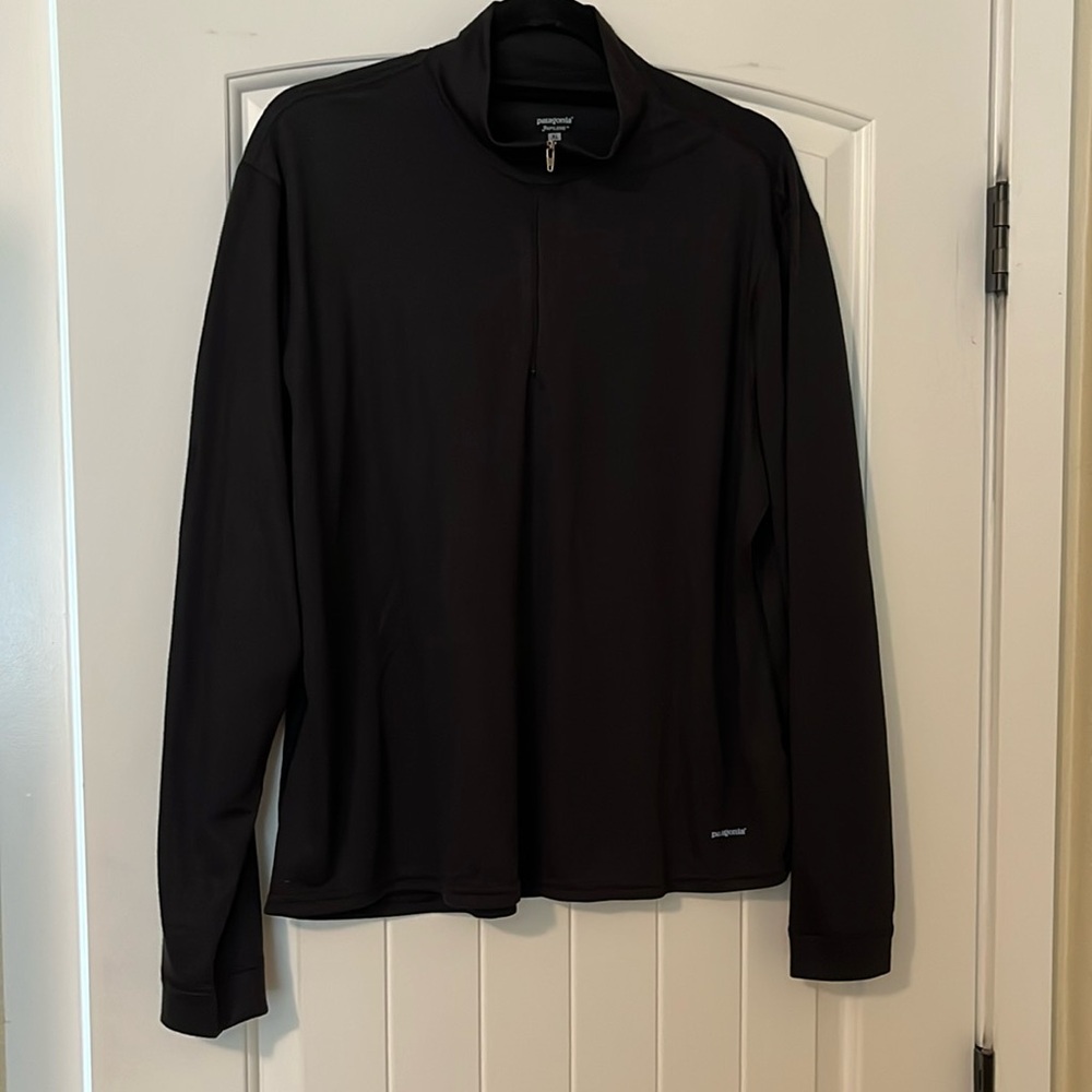 Patagonia Capilene Pullover Quarter Zip Black Outdoor Hiking Size XL